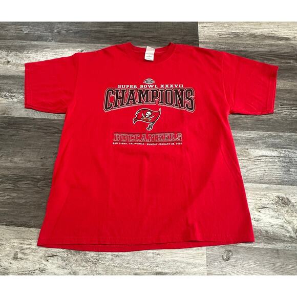Vintage Y2K 2003 NFL Super Bowl Buccaneers Red Mens XL T-Shirt Graphic - Picture 2 of 8